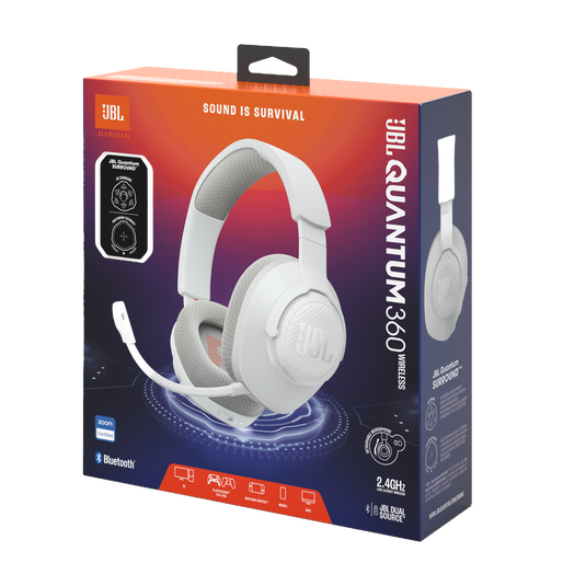 JBL Quantum 360 Wireless - White - Wireless over-ear gaming headset with surround sound and detachable mic - Detailshot 15 image number null